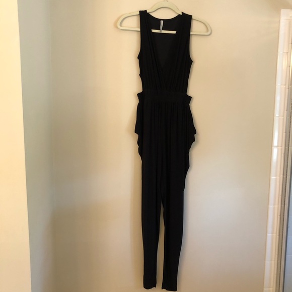 CHERRY MELLOW black hip draped cut out deep v-neck jumpsuit size small/xsmall - Picture 7 of 8